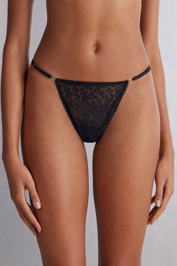 Intimissimi Your Wild Side String Tanga Damen Schwarz | FXB-381920